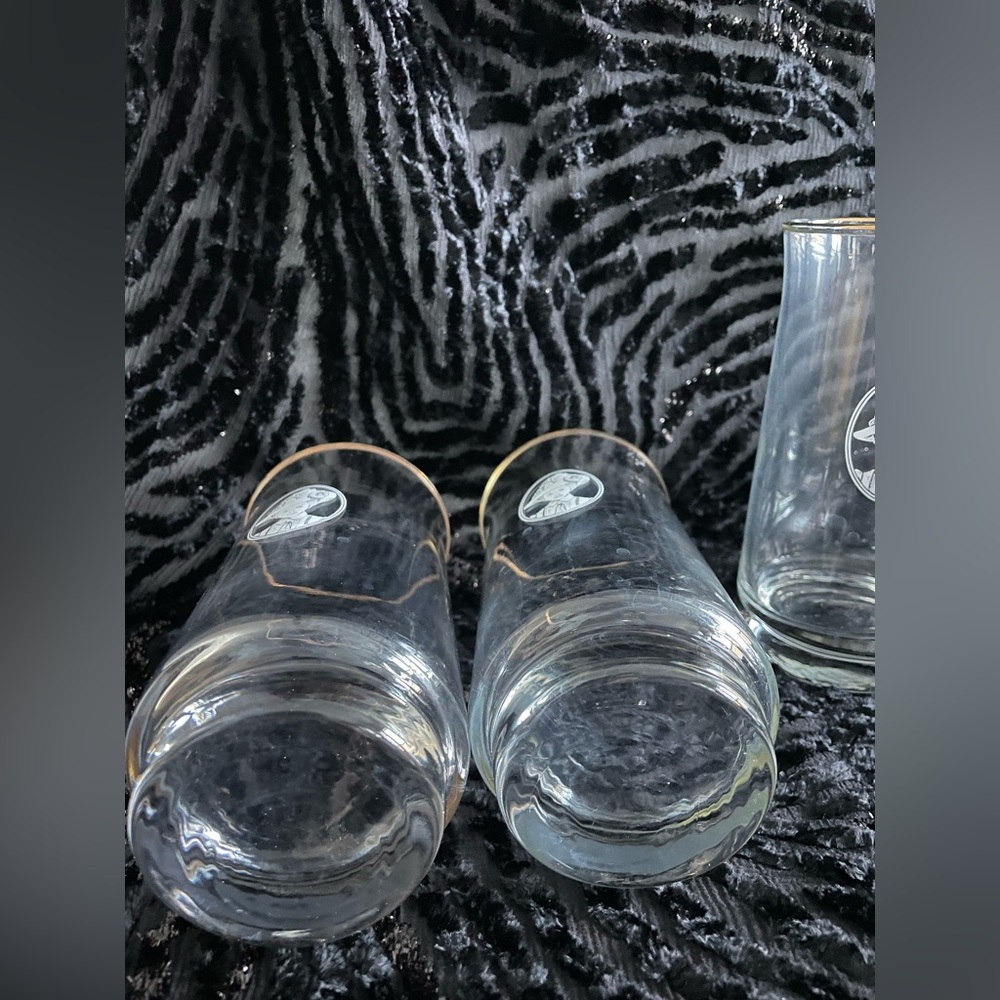 22k Gold Rimmed Elegant Clear Glasses Set of 5 - Picture 3 of 12